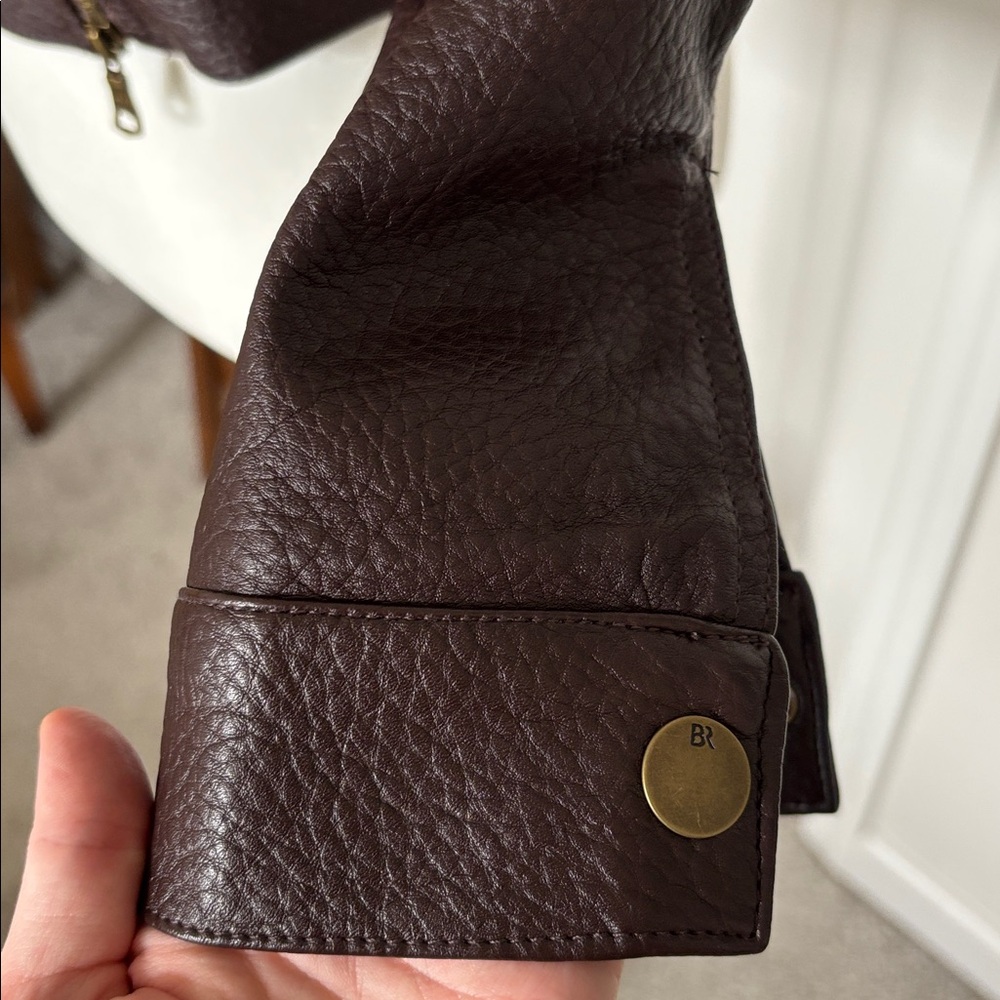 BNWT Banana Republic XXSP Dark Brown Maroon chocolate vegan Leather Jacket - Picture 7 of 10